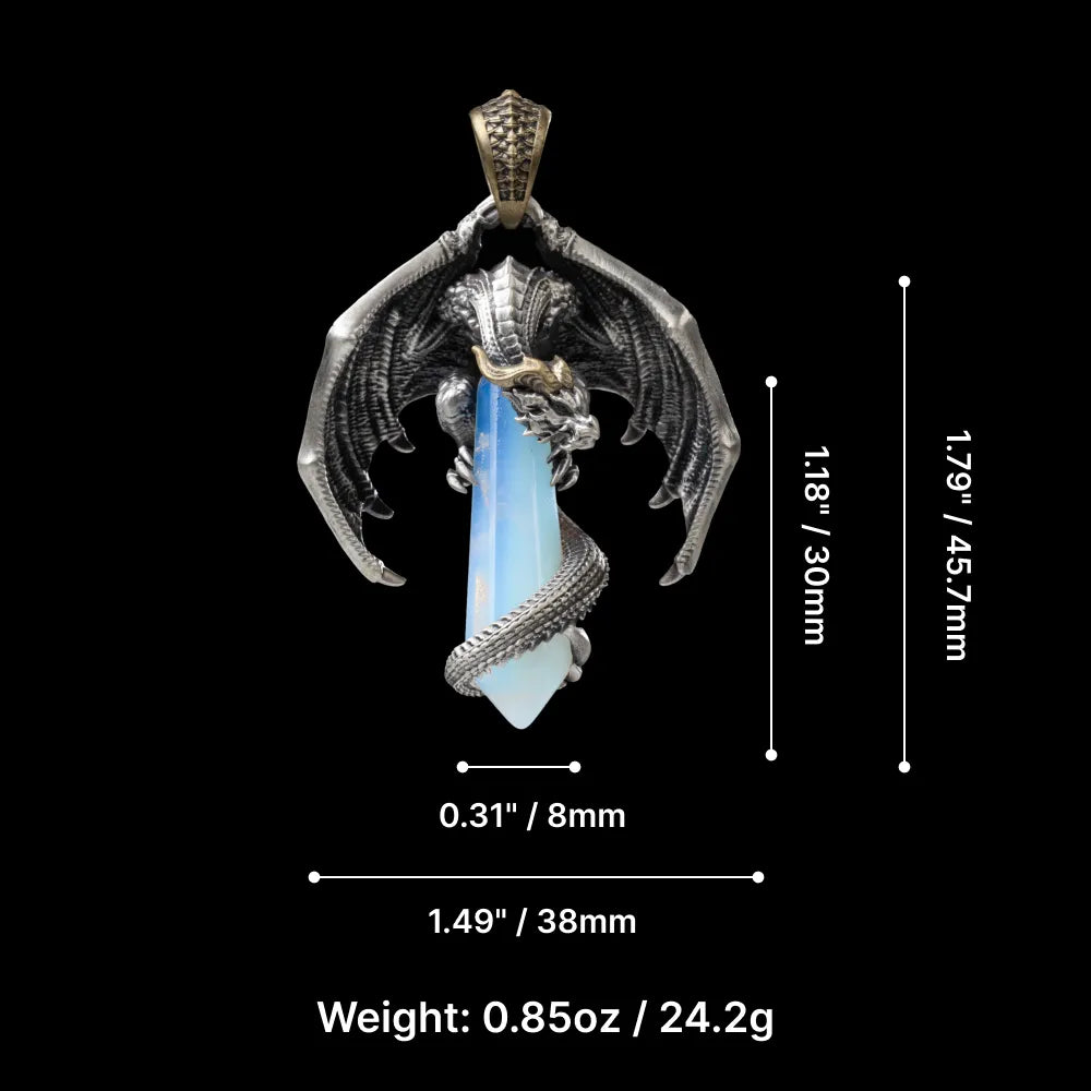 White Bronze With Brass Skybound Dragon Pendant Parameter