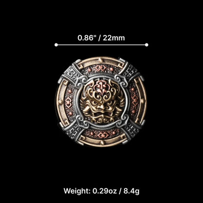 White Bronze With Brass With Copper Fierce Tiger Shield Parameter 01