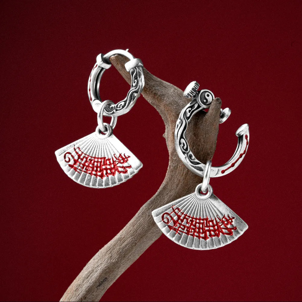 Zhong Kui Folding Fan Earrings