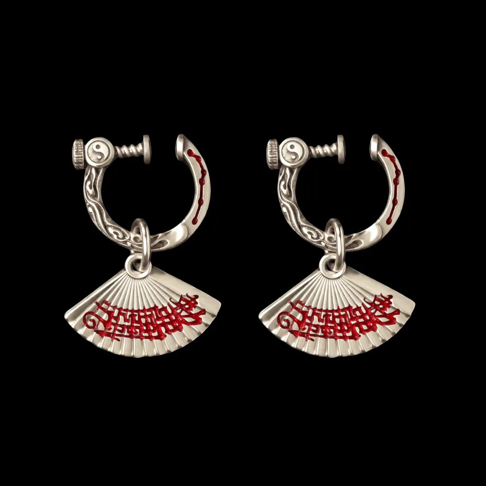 Zhong Kui Folding Fan Earrings
