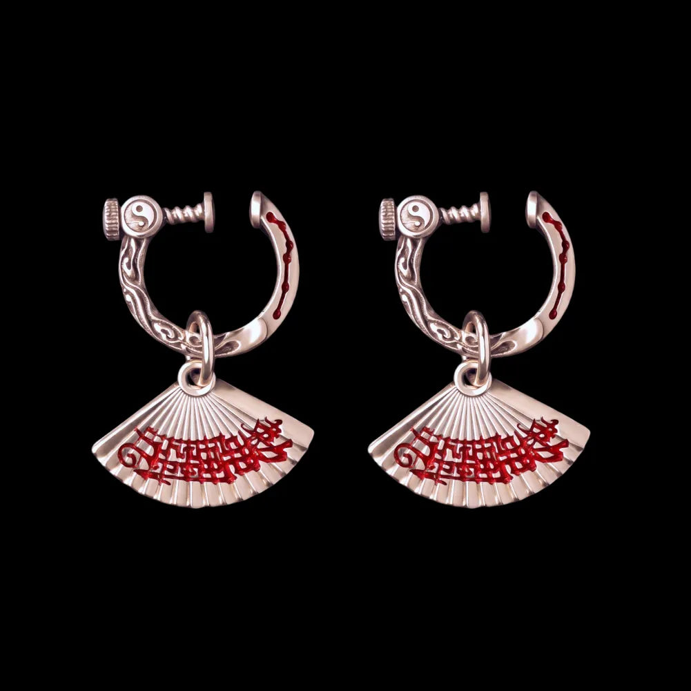 Zhong Kui Folding Fan Earrings