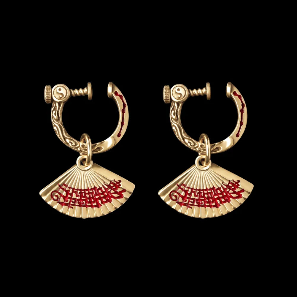 Zhong Kui Folding Fan Earrings