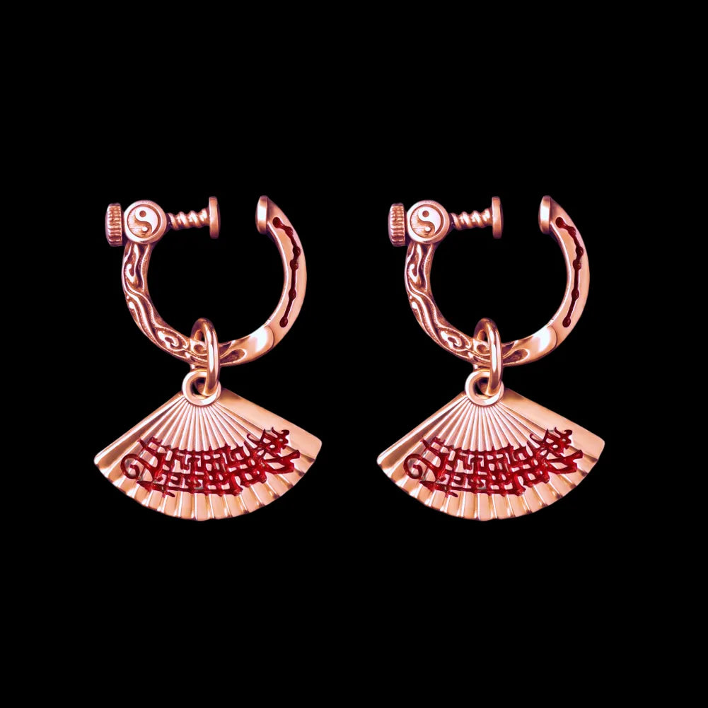 Zhong Kui Folding Fan Earrings