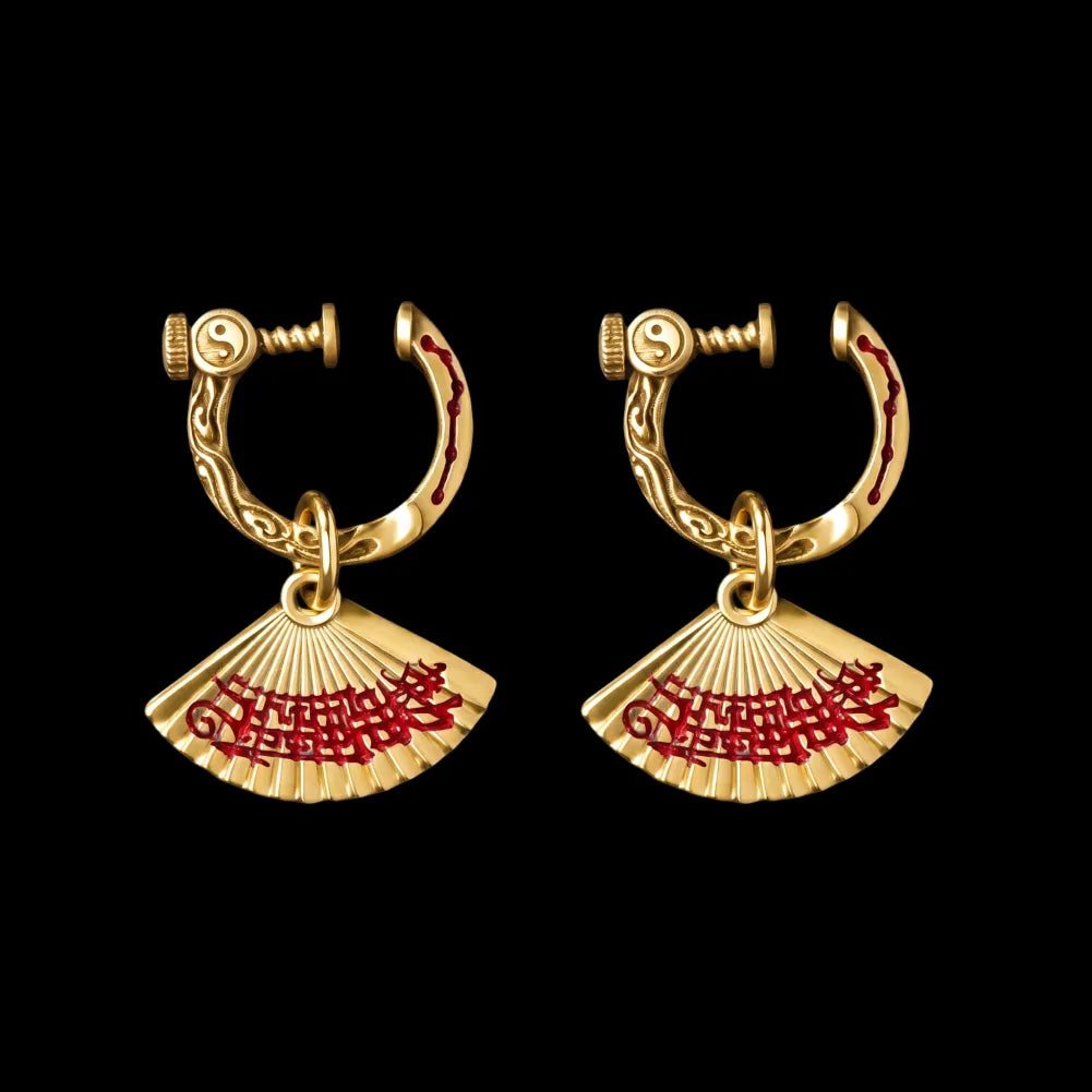 Zhong Kui Folding Fan Earrings