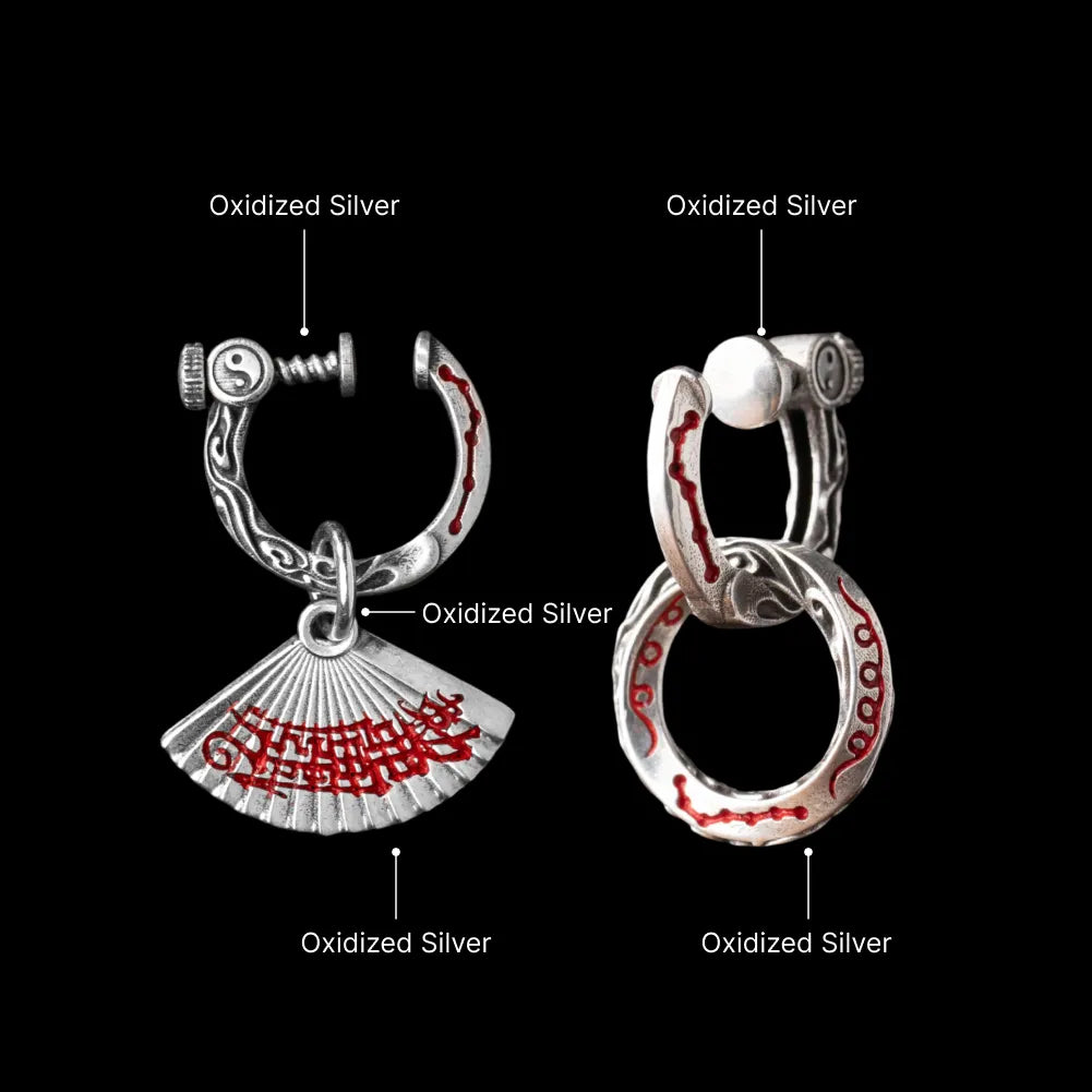 Zhong Kui Folding Fan Earrings