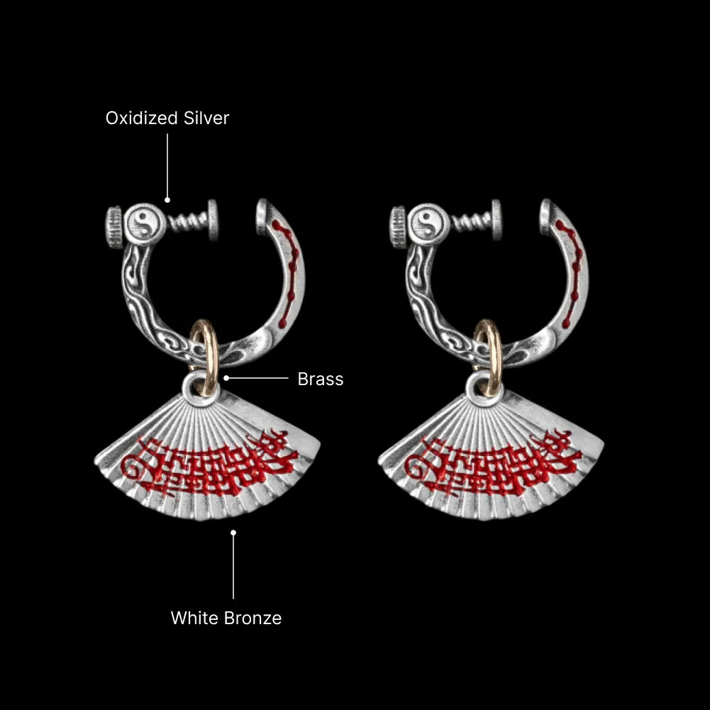 Zhong Kui Folding Fan Earrings