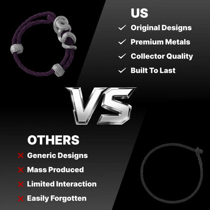 Black Mamba Rope Bracelet in 18K White Gold Plated White Bronze, original design compared with a generic alternative.