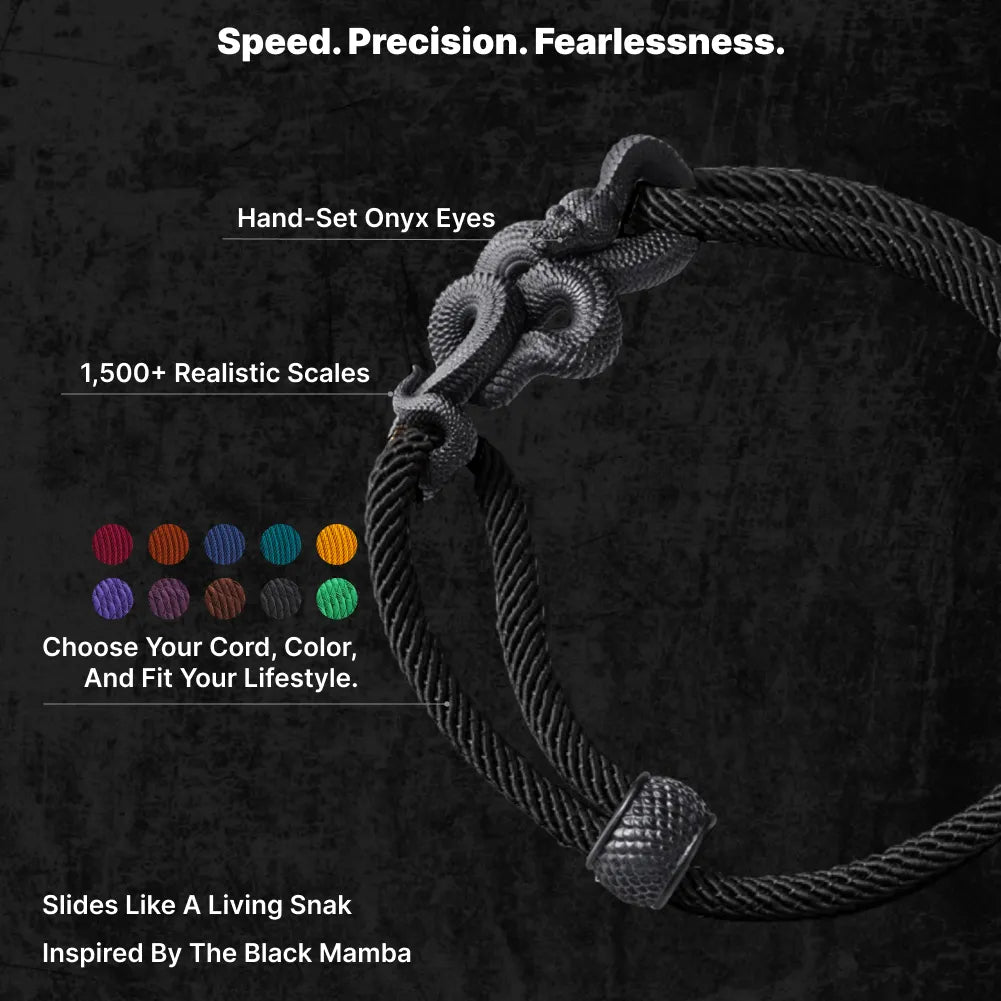 Blackened Black Mamba rope bracelet scale texture and color options