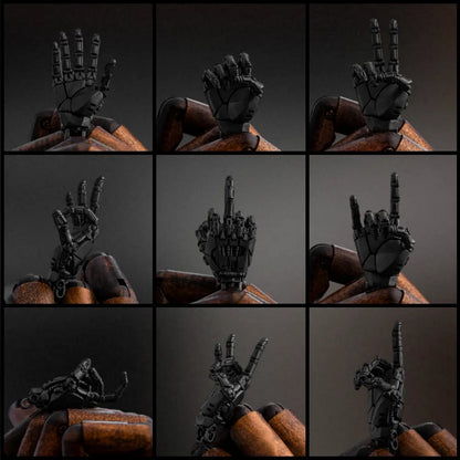 Blackened mechanical right hand pendant