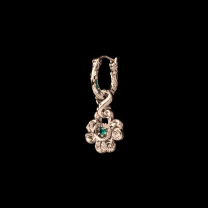 Single customized clover serpent earring in 14K gold
