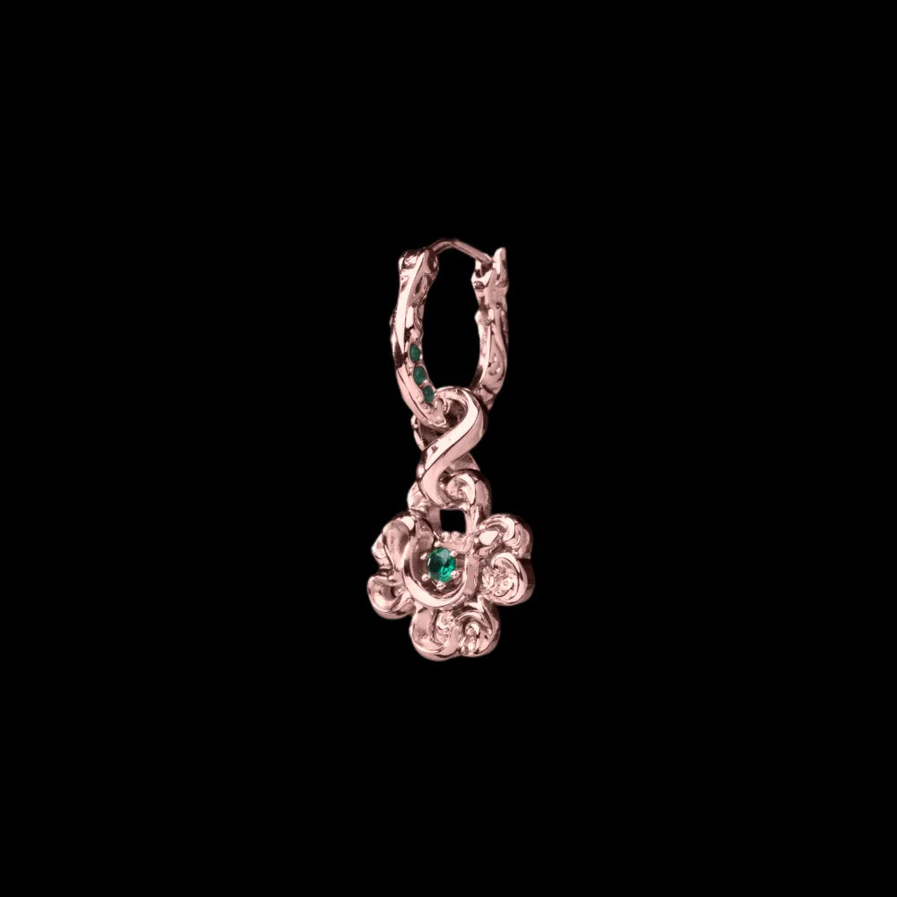 Single customized clover serpent earring in 14K rose gold