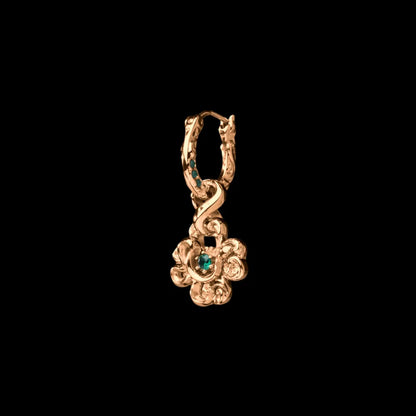 Single customized clover serpent earring in 18K gold