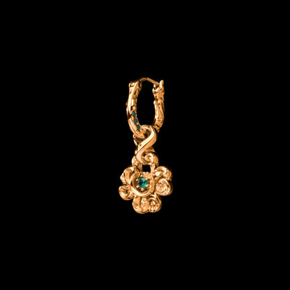 Single customized clover serpent earring in 24K gold