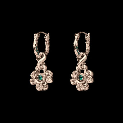 Pair of customized clover serpent earrings in 14K gold