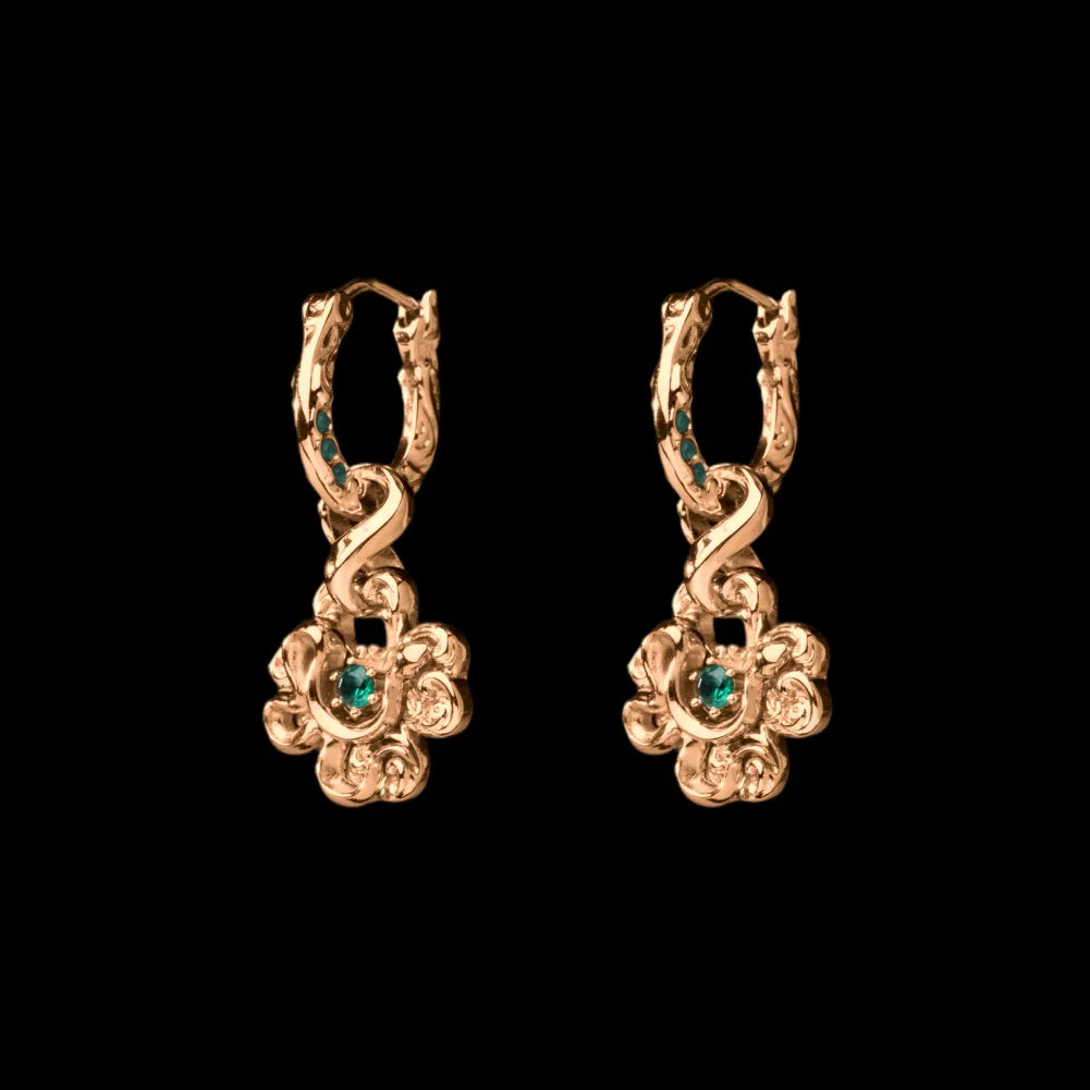 Pair of customized clover serpent earrings in 18K gold