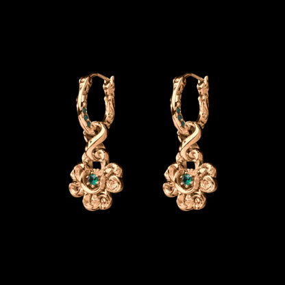 Pair of customized clover serpent earrings in 18K gold