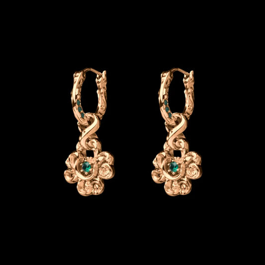 Pair of customized clover serpent earrings in 18K gold