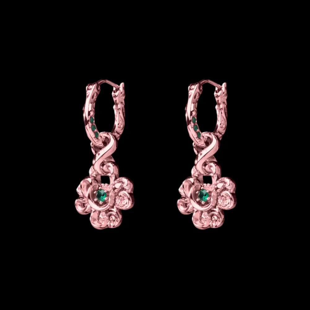 Pair of customized clover serpent earrings in 18K rose gold