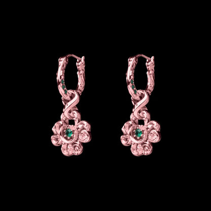 Pair of customized clover serpent earrings in 18K rose gold