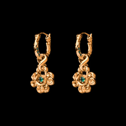 Pair of customized clover serpent earrings in 24K gold