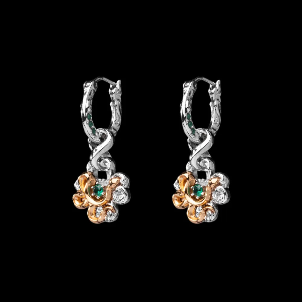 Pair of clover serpent earrings