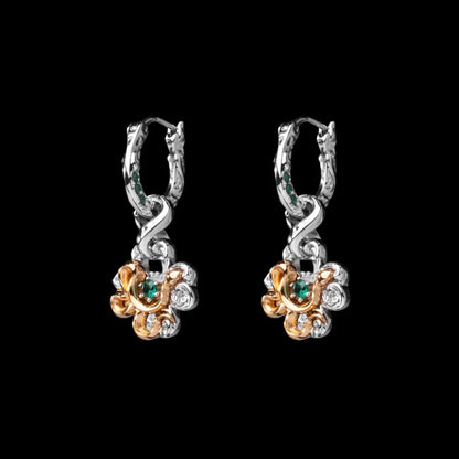 Pair of clover serpent earrings