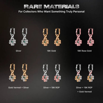 Clover serpent earrings in silver, gold and rose gold material options