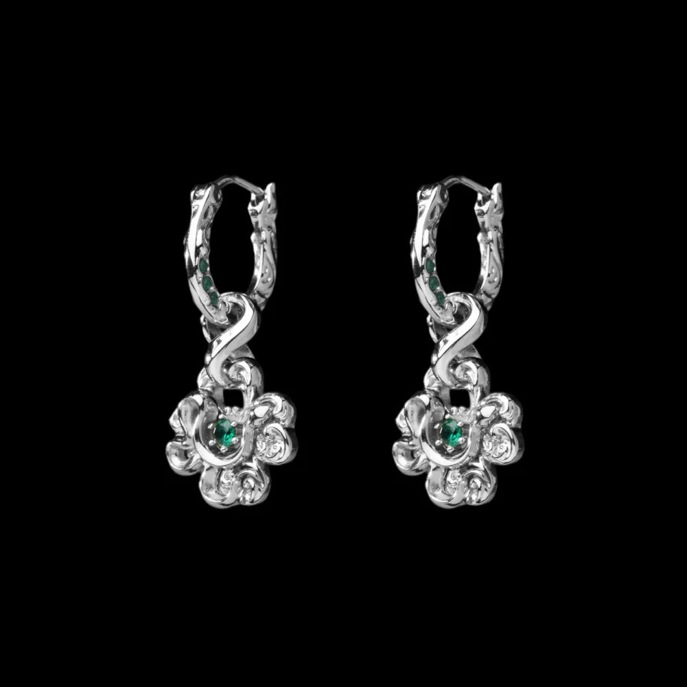 Lucky Charm Earrings 18K White Gold Pair