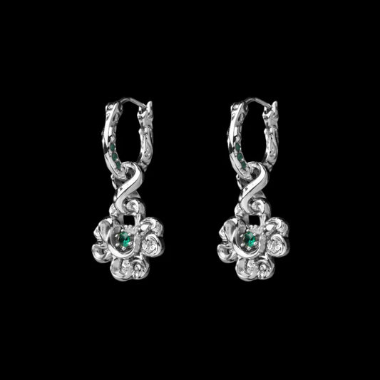 Lucky Charm Earrings 18K White Gold Pair