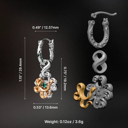 Clover serpent earrings dimensions weight and construction details