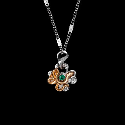 Clover serpent side-body necklace with 50 centimeter chain
