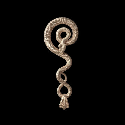 14K Gold coiled serpent keychain, front view
