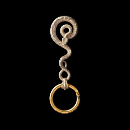 Coiled Serpent Keychain in 14K Gold with Key Ring