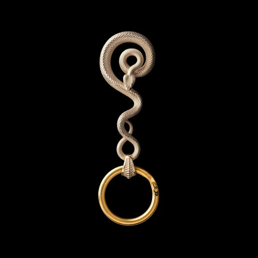 Coiled Serpent Keychain in 14K Gold with Key Ring