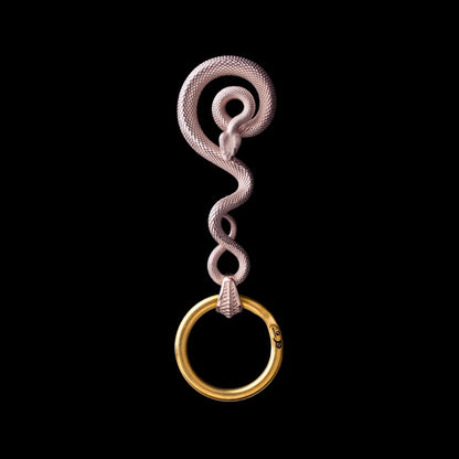 Coiled Serpent Keychain in 14K Rose Gold with Key Ring