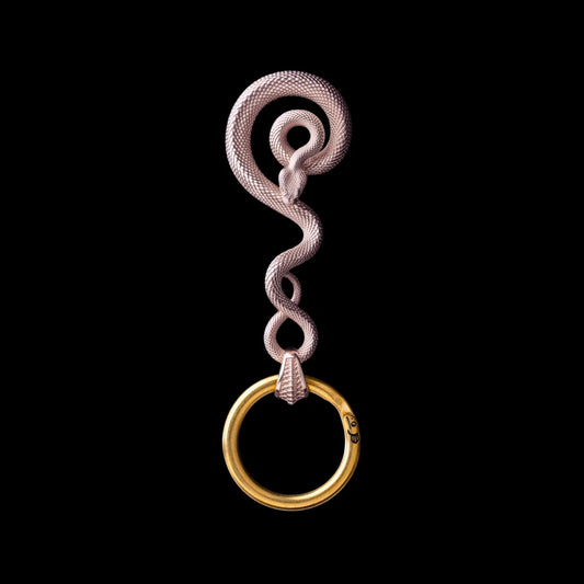 Coiled Serpent Keychain in 14K Rose Gold with Key Ring