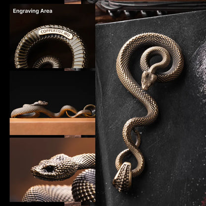 Engraving area of the coiled serpent keychain with black zircon eyes