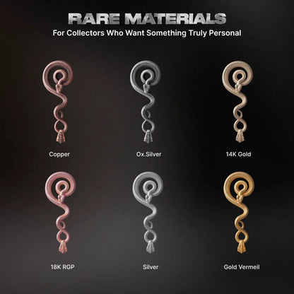 Rare material options overview of the coiled serpent keychain