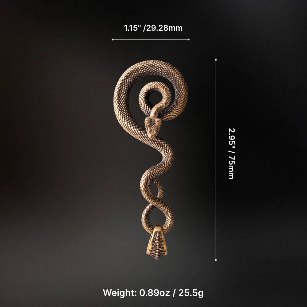 Coiled serpent keychain dimensions and weight, 28.28mm wide, 75mm tall, 25.5g