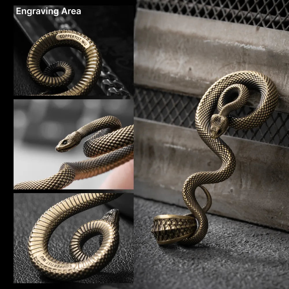 Engraving area guide of the coiled serpent pendant with scale and tail details