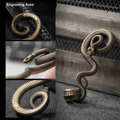 Engraving area guide of the coiled serpent pendant with scale and tail details