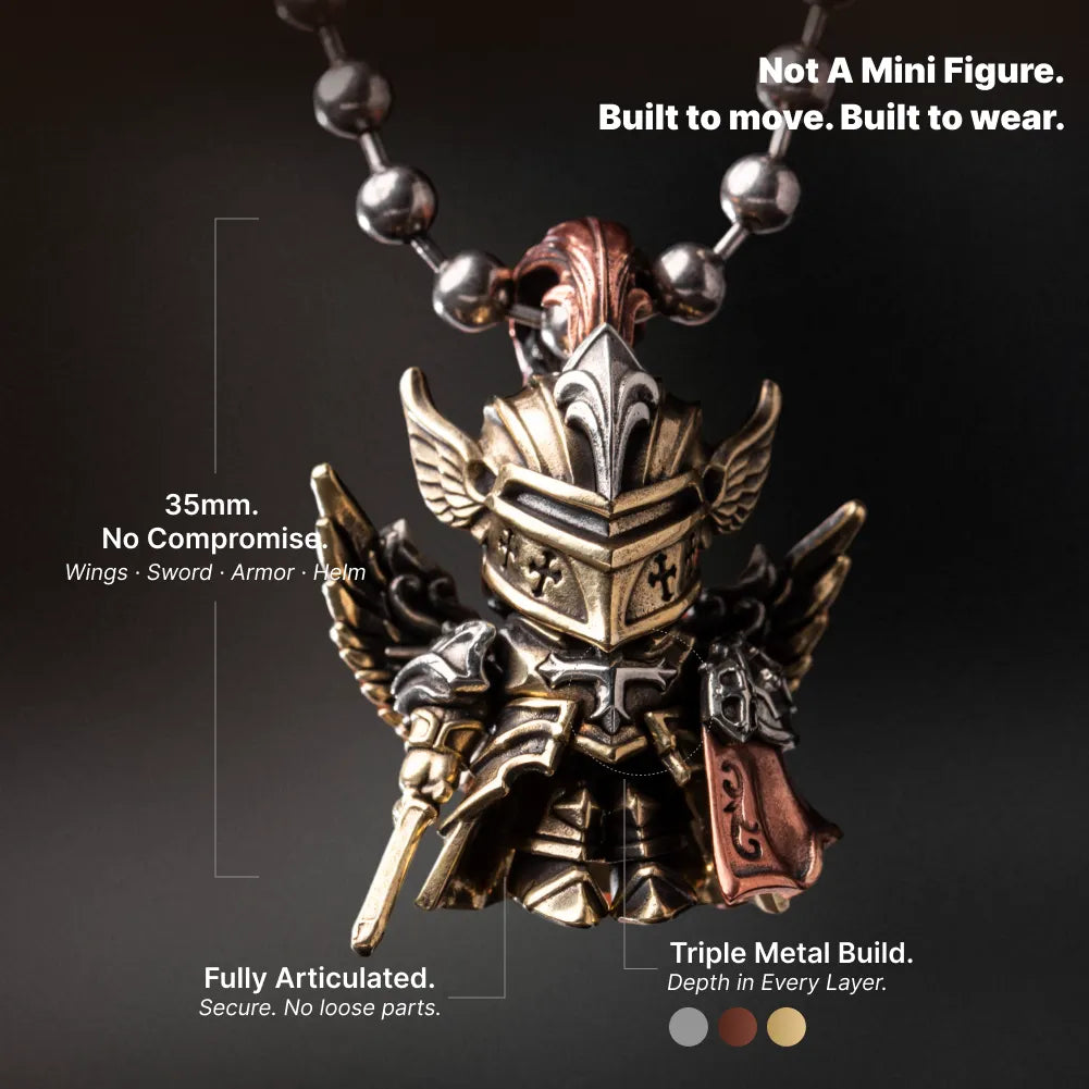 Tricolor Crimson Templar pendant articulated armor and metal construction details