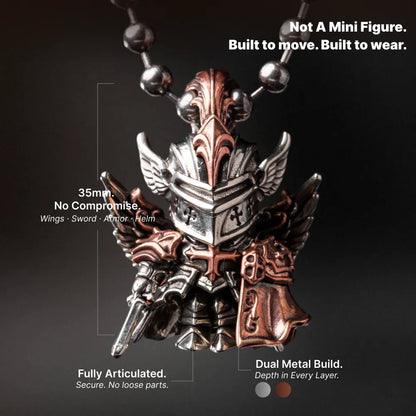 Crimson Templar pendant articulated armor and dual-metal construction