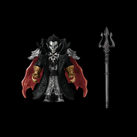 Crimson Vampire articulated figure in Blackened, Copper, White Bronze and Brass finishes with spear