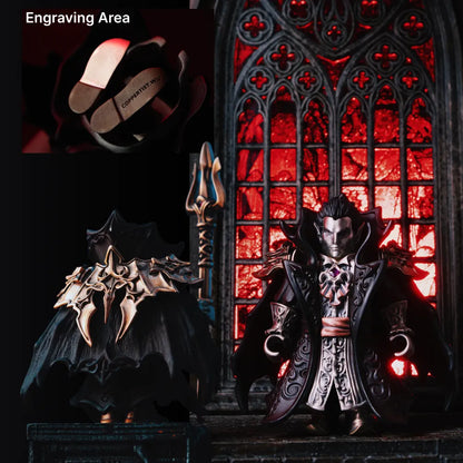 Custom engraving detail on the Crimson Vampire articulated figure