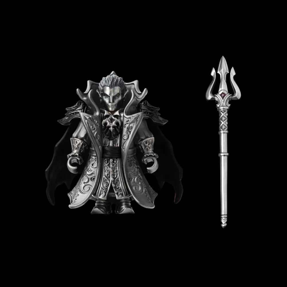 Crimson Vampire articulated figure in White Bronze and Blackened finish with spear