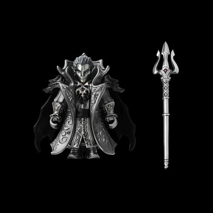 Crimson Vampire articulated figure in White Bronze and Blackened finish with spear