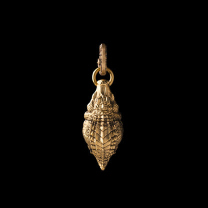 Crocodile Box Opener Pendant with dragon-pattern push-open jump ring in antiqued two-tone