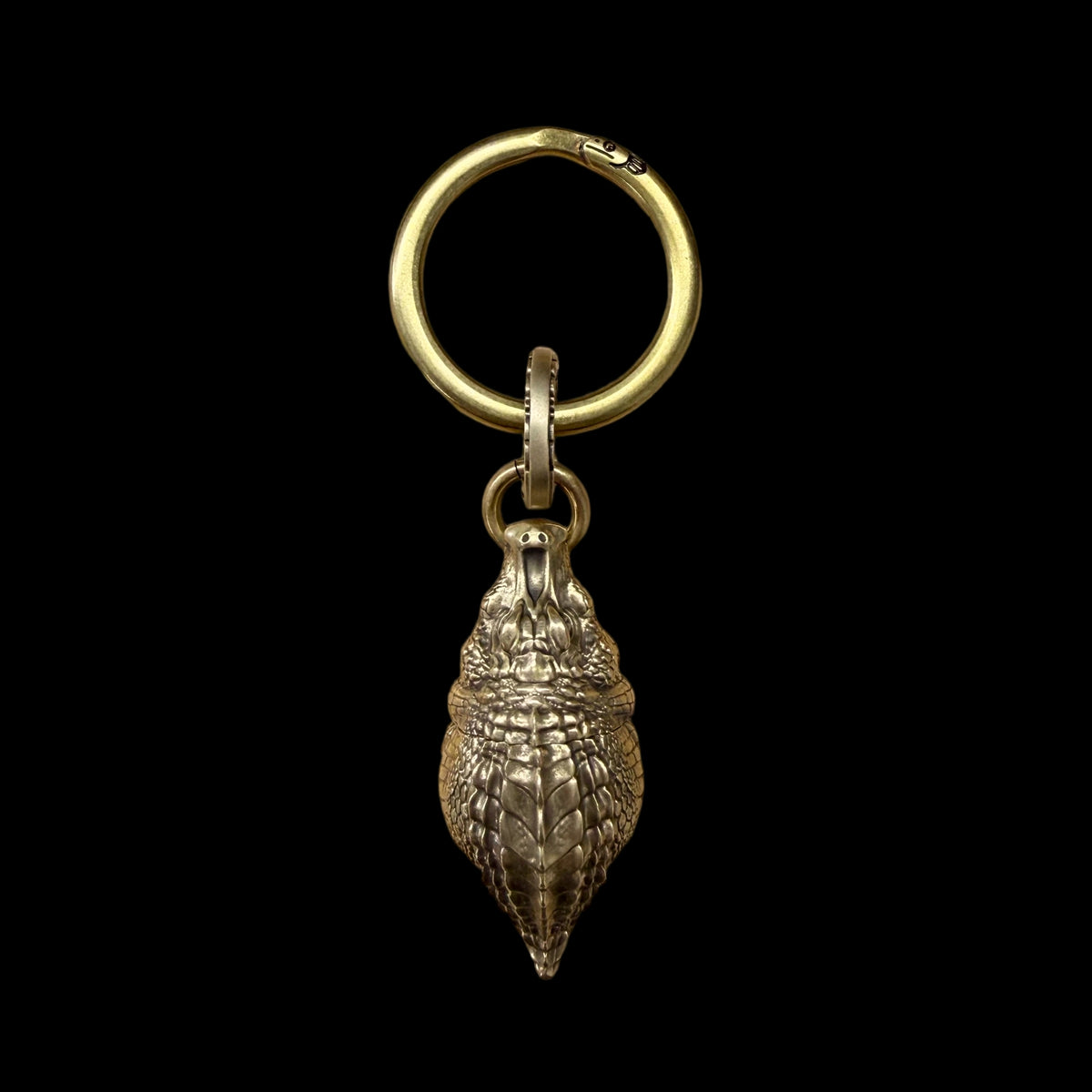 Crocodile Box Opener Pendant keychain with brass key ring and connecting jump ring