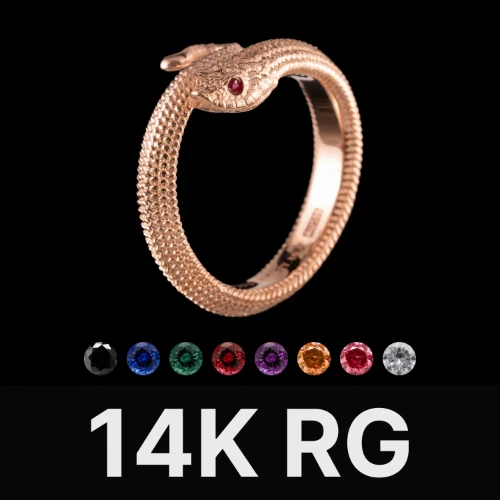 Hognose Snake Ring 14K Gold & Gemstone